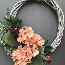 Load image into Gallery viewer, Autumn Hydrangea Half Wreath - Large - Field &amp; Rose
