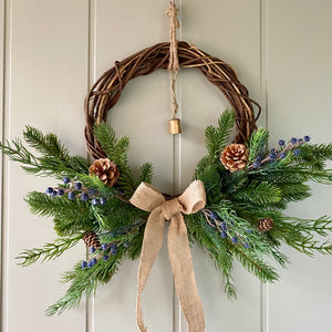 Rustic Christmas Bell Wreath