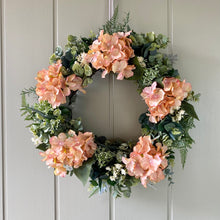 Load image into Gallery viewer, Vintage Hydrangea &amp; Eucalyptus Wreath - Field &amp; Rose
