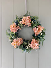 Load image into Gallery viewer, Vintage Hydrangea &amp; Eucalyptus Wreath - Field &amp; Rose
