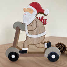 Load image into Gallery viewer, Wooden Santa on Scooter
