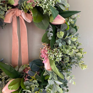 Blush Tulip Wreath - Field & Rose