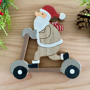 Wooden Santa on Scooter