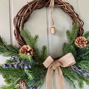 Rustic Christmas Bell Wreath