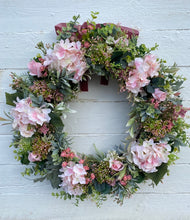 Load image into Gallery viewer, Pink Hydrangea Wreath - Large
