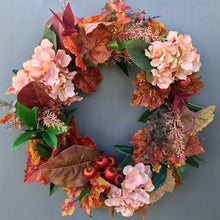 Load image into Gallery viewer, Autumn Hydrangea &amp; Maple Leaf Wreath - Medium - Field &amp; Rose
