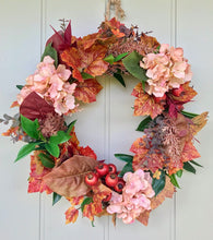 Load image into Gallery viewer, Autumn Hydrangea &amp; Maple Leaf Wreath - Medium - Field &amp; Rose
