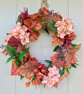 Autumn Hydrangea & Maple Leaf Wreath - Medium - Field & Rose