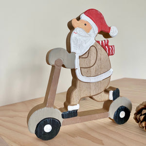 Wooden Santa on Scooter