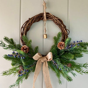 Rustic Christmas Bell Wreath