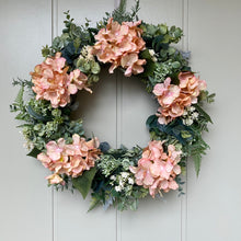 Load image into Gallery viewer, Vintage Hydrangea &amp; Eucalyptus Wreath - Field &amp; Rose
