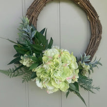 Load image into Gallery viewer, Green Hydrangea Wreath - Large - Field &amp; Rose
