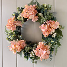 Load image into Gallery viewer, Vintage Hydrangea &amp; Eucalyptus Wreath - Field &amp; Rose
