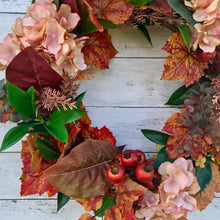 Load image into Gallery viewer, Autumn Hydrangea &amp; Maple Leaf Wreath - Medium - Field &amp; Rose
