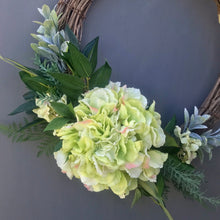 Load image into Gallery viewer, Green Hydrangea Wreath - Large - Field &amp; Rose
