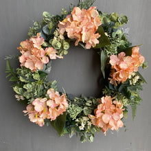 Load image into Gallery viewer, Vintage Hydrangea &amp; Eucalyptus Wreath - Field &amp; Rose
