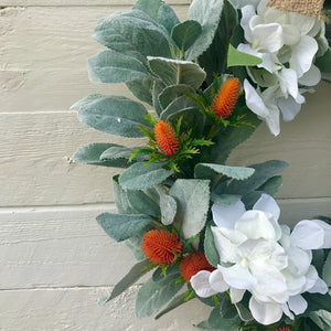 Lambs ear and hydrangea wreath