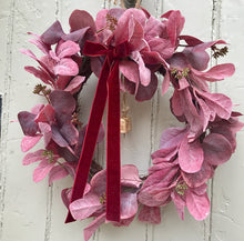 Load image into Gallery viewer, Burgundy Christmas Wreath with Bells - Field &amp; Rose
