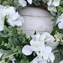 Load image into Gallery viewer, Hydrangea &amp; Eucalyptus Wreath - Medium - Field &amp; Rose
