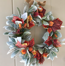 Load image into Gallery viewer, Lambs Ear &amp; Autumn Leaf Wreath - Field &amp; Rose
