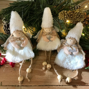 Set of 3 Hanging Angel Decorations - Field & Rose