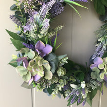 Load image into Gallery viewer, Hydrangea, Laurel &amp; Lavender Wreath - Large - Field &amp; Rose
