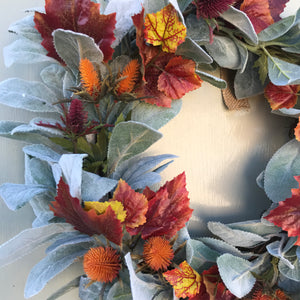 Lambs Ear & Autumn Leaf Wreath - Field & Rose