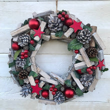 Load image into Gallery viewer, Festive Red Berry &amp; Pine Cone Wooden Wreath - Field &amp; Rose
