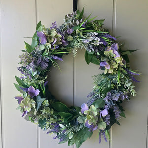 Hydrangea, Laurel & Lavender Wreath - Large - Field & Rose