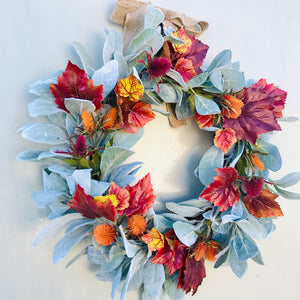 Lambs Ear & Autumn Leaf Wreath - Field & Rose