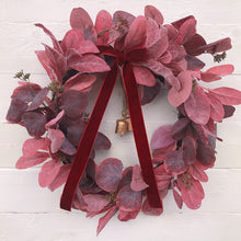 Load image into Gallery viewer, Burgundy Christmas Wreath with Bells - Field &amp; Rose
