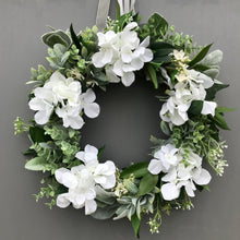 Load image into Gallery viewer, Hydrangea &amp; Eucalyptus Wreath - Medium - Field &amp; Rose
