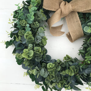 Eucalyptus Wreath with Hessian Bow - Field & Rose