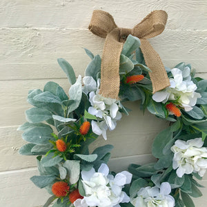 Lambs ear and hydrangea wreath