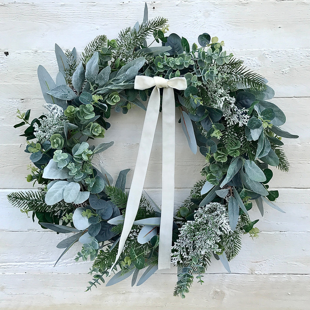 Christmas Frosted Foliage Wreath. Christmas Wreath.  Field and Rose