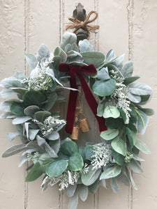 Lambs Ear Christmas Wreath with Bells - Field & Rose