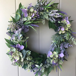 Hydrangea, Laurel & Lavender Wreath - Large - Field & Rose