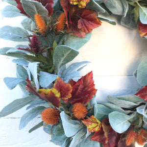 Lambs Ear & Autumn Leaf Wreath - Field & Rose