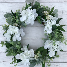 Load image into Gallery viewer, Hydrangea &amp; Eucalyptus Wreath - Medium - Field &amp; Rose
